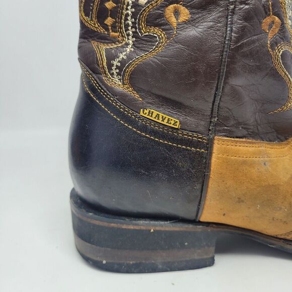 Chavez Boots MX 27 US 8 Brown Orange Leather Western Cowboy Ranch Rodeo - Picture 9 of 12